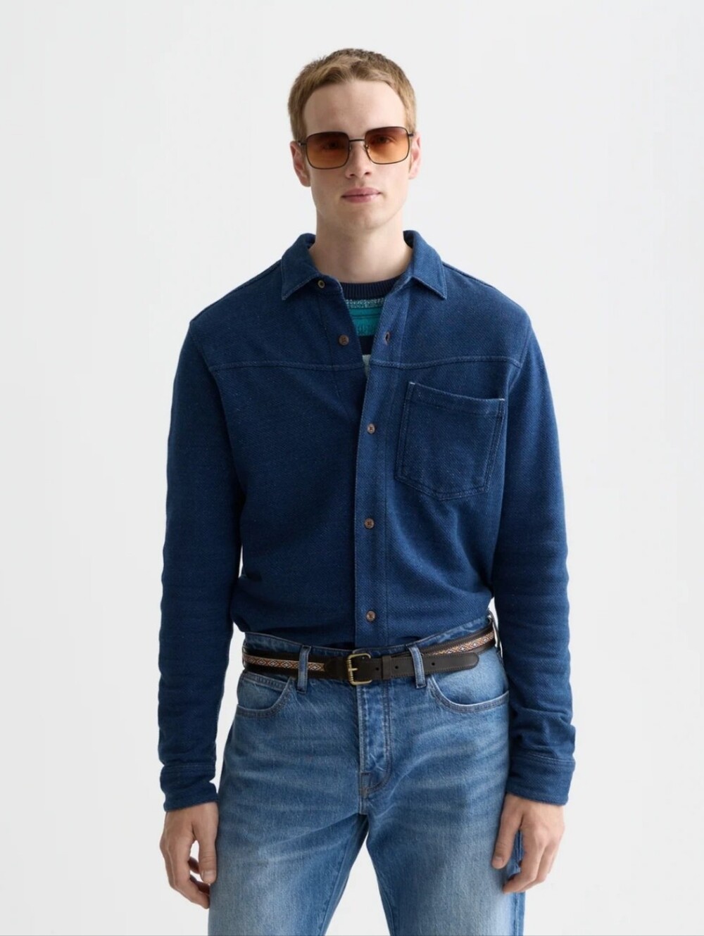 Scotch & Soda Textured Button Down Shirt Indigo Size M